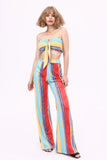 namcoverse Striped Print Tie-front Bandeau & Wide Leg Pants