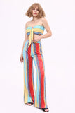 namcoverse Striped Print Tie-front Bandeau & Wide Leg Pants