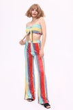 namcoverse Striped Print Tie-front Bandeau & Wide Leg Pants