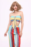 namcoverse Striped Print Tie-front Bandeau & Wide Leg Pants