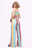 namcoverse Striped Print Tie-front Bandeau & Wide Leg Pants