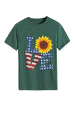namcoverse Sunflowers Pentagram Letter Print T-shirt