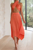 namcoverse Tie-front Strapless Crop Top Pleated Skirt Suits