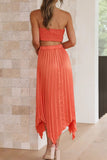 namcoverse Tie-front Strapless Crop Top Pleated Skirt Suits