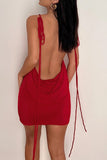 namcoverse Tie-straps Cowl Back Mini Dress