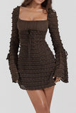 namcoverse Tiered Lace Flares Sleeve A-line Dress