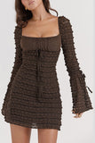 namcoverse Tiered Lace Flares Sleeve A-line Dress