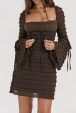 namcoverse Tiered Lace Flares Sleeve A-line Dress