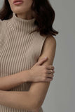 namcoverse Turtleneck Sleeveless Ribbed Knit Sweater