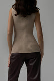 namcoverse Turtleneck Sleeveless Ribbed Knit Sweater