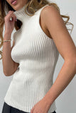 namcoverse Turtleneck Sleeveless Ribbed Knit Sweater