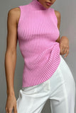 namcoverse Turtleneck Sleeveless Ribbed Knit Sweater