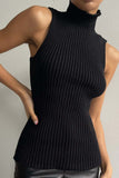 namcoverse Turtleneck Sleeveless Ribbed Knit Sweater