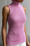 namcoverse Turtleneck Sleeveless Ribbed Knit Sweater