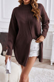 namcoverse Turtleneck Slit-front Mid-Length Sweater