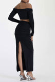 namcoverse Twisted-front Halter Crop Top Slit Midi Skirt Suits