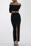 namcoverse Twisted-front Halter Crop Top Slit Midi Skirt Suits