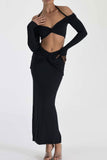 namcoverse Twisted-front Halter Crop Top Slit Midi Skirt Suits