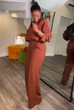 namcoverse V Neck Blouse Wide Leg Long Pants Suits