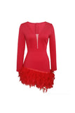 namcoverse V Neck Feather Pack Hip Mini Dress