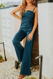 namcoverse V Neck High Waist Denim Cami Jumpsuits