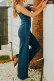 namcoverse V Neck High Waist Denim Cami Jumpsuits