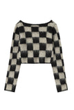 namcoverse V Neck Mohair Checkerboard Sweater