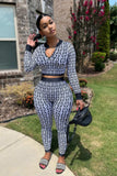 namcoverse V Neck Printed Crop Top Pants Suits