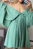 namcoverse V Neck Puff Sleeve Ruched Dress