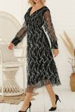 namcoverse V Neck Sequin Fringe Dress