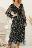 namcoverse V Neck Sequin Fringe Dress