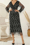 namcoverse V Neck Sequin Fringe Dress