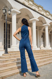 namcoverse V Neck Sleeveless Denim Jumpsuits