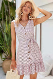 namcoverse V Neck Sleeveless Polka Dots Mini Dress