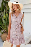 namcoverse V Neck Sleeveless Polka Dots Mini Dress