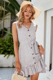 namcoverse V Neck Sleeveless Polka Dots Mini Dress