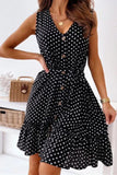 namcoverse V Neck Sleeveless Polka Dots Mini Dress