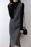 namcoverse V Neck Solid Color Wool Tank Dress