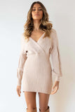 namcoverse V Neck Twist Knitted Mini Dress