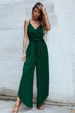 namcoverse V Neck Waisted Slit Jumpsuits