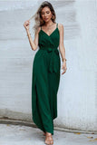 namcoverse V Neck Waisted Slit Jumpsuits