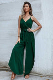 namcoverse V Neck Waisted Slit Jumpsuits