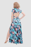 namcoverse V-neck Printed Waist-revealing Two-piece Dress