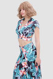 namcoverse V-neck Printed Waist-revealing Two-piece Dress