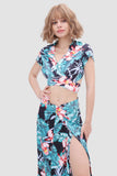 namcoverse V-neck Printed Waist-revealing Two-piece Dress