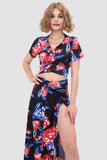 namcoverse V-neck Printed Waist-revealing Two-piece Dress