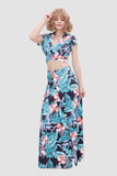 namcoverse V-neck Printed Waist-revealing Two-piece Dress