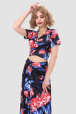 namcoverse V-neck Printed Waist-revealing Two-piece Dress