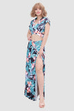 namcoverse V-neck Printed Waist-revealing Two-piece Dress