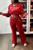 namcoverse Velvet Crop Tracksuit Set